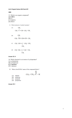 32. Which is an organic compound? (A) CHCl3 (B) Cl2 (C) NaHCO3