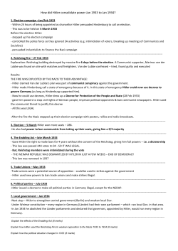 How did Hitler consolidate power Jan 1933 to Jan 1934?