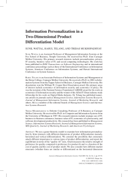 Information Personalization in a Two‑Dimensional Product