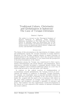 The Case of Torajan Christians - Nanzan Institute for Religion and