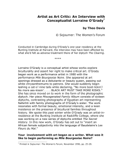 Artist as Art Critic: An Interview with Conceptualist Lorraine O`Grady*