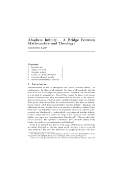 Absolute Infinity A Bridge Between Mathematics