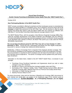 Annual Open Enrollment Dunkin` Donuts Franchisee