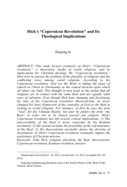Hick`s &ldquo;Copernican Revolution&rdquo; and Its