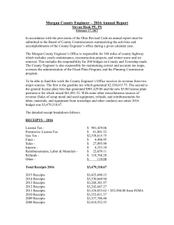 Morgan County Engineer &ndash; 2016 Annual Report