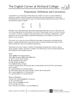 Prepositions: Definitions and Conventions