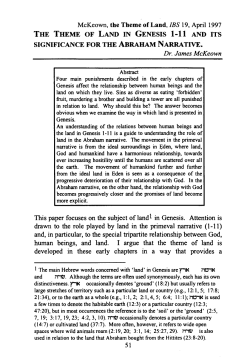 The Theme of Land in Genesis 1-11 and its Significance for the