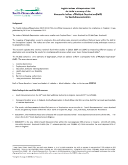 English Indices of Deprivation 2015 An Initial summary of the