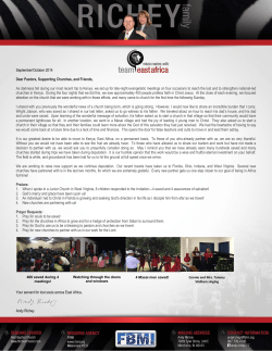 Andy Richey Prayer Letter