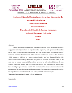 Analysis of Kamala Markandaya`s Nectar in a Sieve