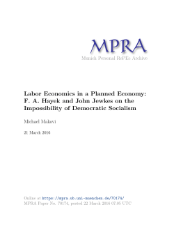 Labor Economics in a Planned Economy: F. A. Hayek and John