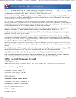 CPSC Import Stoppage Report - International Development System
