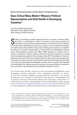 Does Critical Mass Matter? Women`s Political Representation and