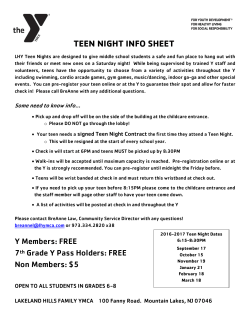 teen night info sheet