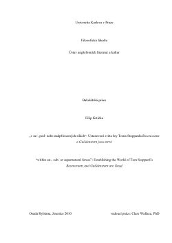 Univerzita Karlova v Praze Filozofick&aacute; fakulta &Uacute;stav anglofonn&iacute;ch