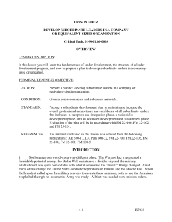 LESSON FOUR DEVELOP SUBORDINATE LEADERS IN A