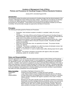 Policies and Procedures for Handling Ethical Complaints