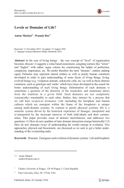 Levels or Domains of Life?