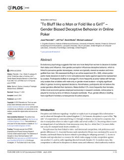 "To Bluff like a Man or Fold like a Girl?" &ndash; Gender Biased Deceptive