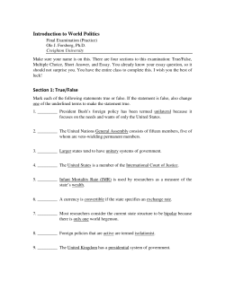 Introduction to World Politics Section 1: True/False
