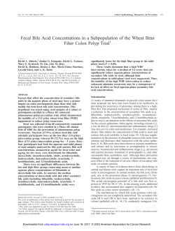 Fecal Bile Acid Concentrations in a Subpopulation of the Wheat