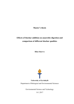 Master`s thesis Effects of biochar addition on anaerobic digestion
