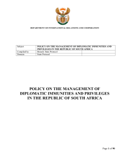Policy on the Management of Diplomatic Immunities and