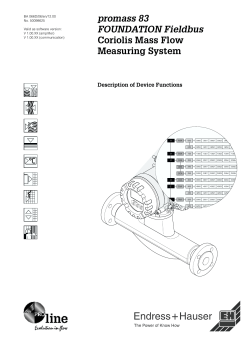 promass 83 FOUNDATION Fieldbus Coriolis Mass Flow Measuring
