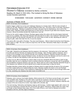 FRESHMAN ENGLISH 212 Reading #6: Book 21 (322