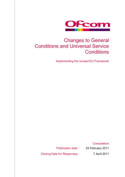 Changes to General Conditions and Universal Service
