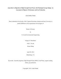 Anaerobic Co-Digestion of High Strength Food Waste