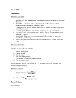 Chapter 12 Review Stoichiometry Important Vocabulary
