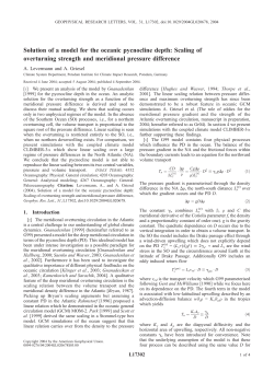 Solution of a model for the oceanic pycnocline depth
