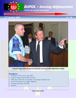 EUPOL - Serving Afghanistan - Council of the European Union