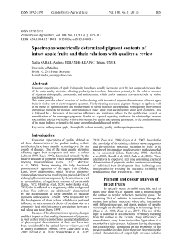 Spectrophotometrically determined pigment contents of intact apple