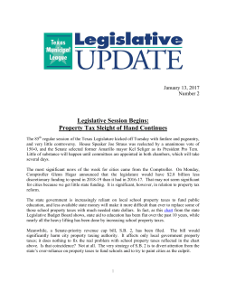 Legislative Session Begins: Property Tax Sleight of Hand Continues