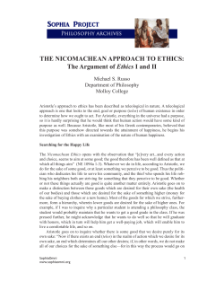 THE NICOMACHEAN APPROACH TO ETHICS