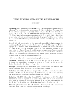 (VERY) INFORMAL NOTES ON THE RANDOM GRAPH Definition