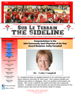 Newsletter Nov/Dec 2014 - the Canadian Academy of Sport and