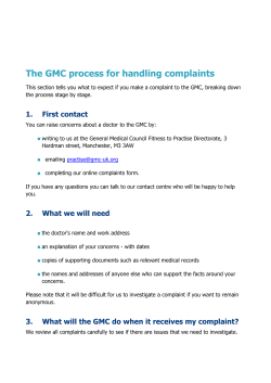 The GMC process for handling complaints