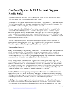 Confined Spaces: Is 19.5 Percent Oxygen