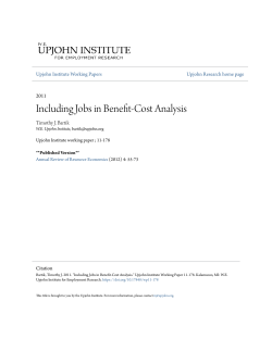Including Jobs in Benefit-Cost Analysis - Upjohn Research