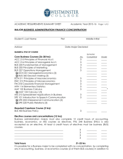 MAJOR BUSINESS ADMINISTRATION FINANCE CONCENTRATION
