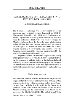 A Bibliography of the Mahdist State in the Sudan, 1881-1898