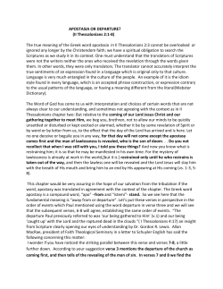 APOSTASIA OR DEPARTURE? - Light From The Word Ministry