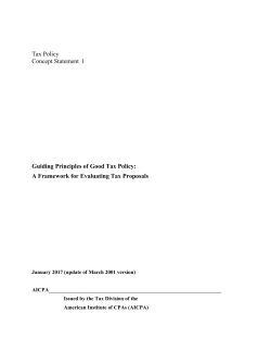 Tax Policy Concept Statement 1 Guiding Principles of Good Tax