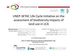 UNEP-SETAC Life Cycle Initiative on the assessment of biodiversity