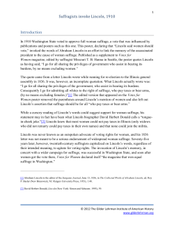 Suffragists invoke Lincoln, 1910 Introduction