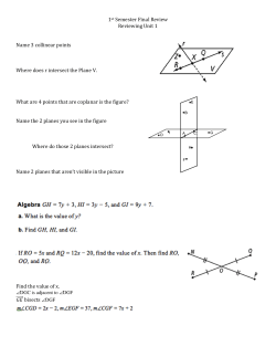 1st Semester Final Review Reviewing Unit 1 Name 3 collinear