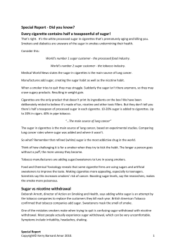 Special Report - Did you know? Every cigarette contains half a